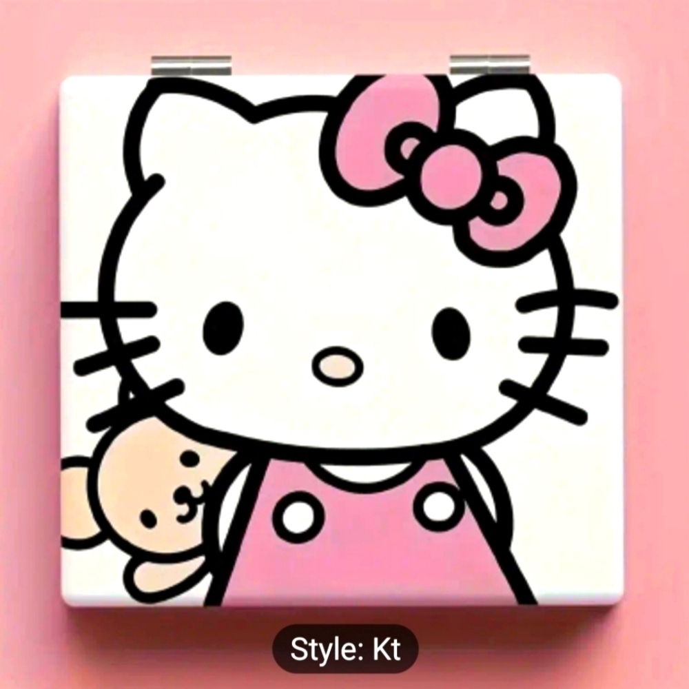Hello Kitty Compact Mirror - High-Definition, Double-Sided & Foldable